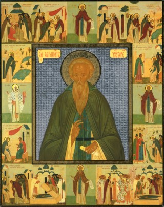 Икона Преподобного Ферапонта Можайского с житием