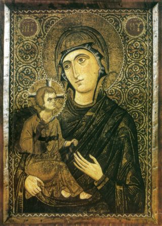 Богоматерь с младенцем. Мозаика. XII век.