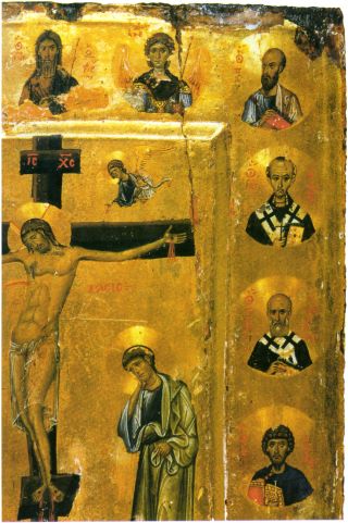 Распятие со святыми на полях. XI—XII века. Фрагмент.
