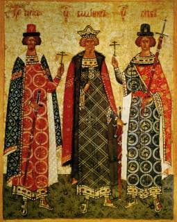 Икона равноапостольного великого князя Владимира (в центре) и святых благоверных князей Бориса и Глеба