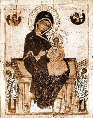 Богородица на престоле икона Божией Матери