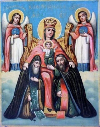 Печерская (с предстоящими Антонием и Феодосием) икона Божией Матери