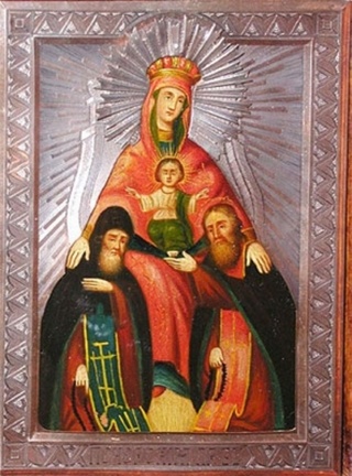 Печерская (с предстоящими Антонием и Феодосием) икона Божией Матери