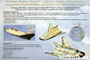 Информационый плакат, повествующий о 30-летии полёта корабля БОР-4, первого в мире орбитального воздушно-космического корабля типа несущий корпус