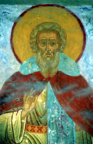 Преподобный Даниил Переяславский. Фреска на столпе Троицкого собора