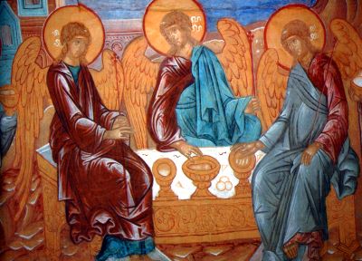 Троица ветхозаветная. Фреска Троицкого собора