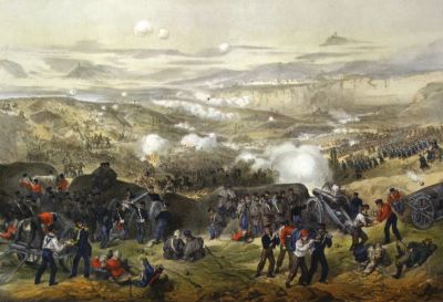 Инкерманское сражение 24 октября 1854 г. Цветная литография А. Маклюра. Музей героической обороны и освобождения Севастополя.