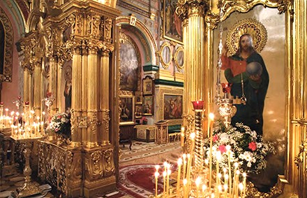 Свято-Успенская Почаевская Лавра. Фрагмент иконостаса Свято-Успенского собора
