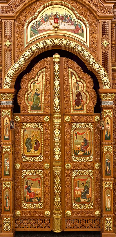 Щигровский иконостас. Икона «Тайная вечеря» над Царскими вратами.