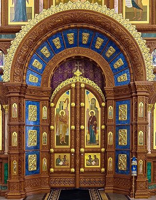 Царские врата иконостаса Благовещенского кафедрального собора, г.Воронеж.